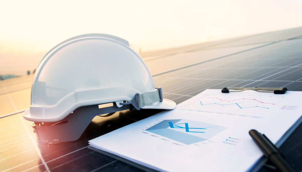 Working,Solar,Station,Photovoltaic,Panels,science,Solar,Energy,engineer,Working,On,Checking